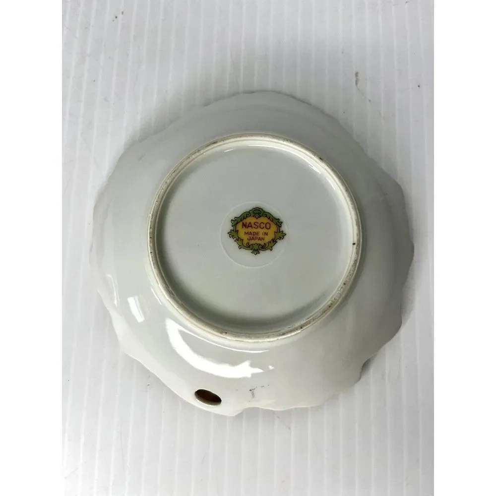 2 Vintage Nasco Japan violet Floral Trinket Dish Leaf Shape 5